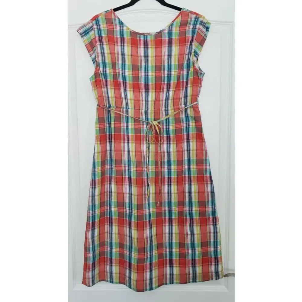 Eddie Bauer Plaid Cotton Sundress Sz‎ 12 Beachy Cottagecore Prairie Contemporary